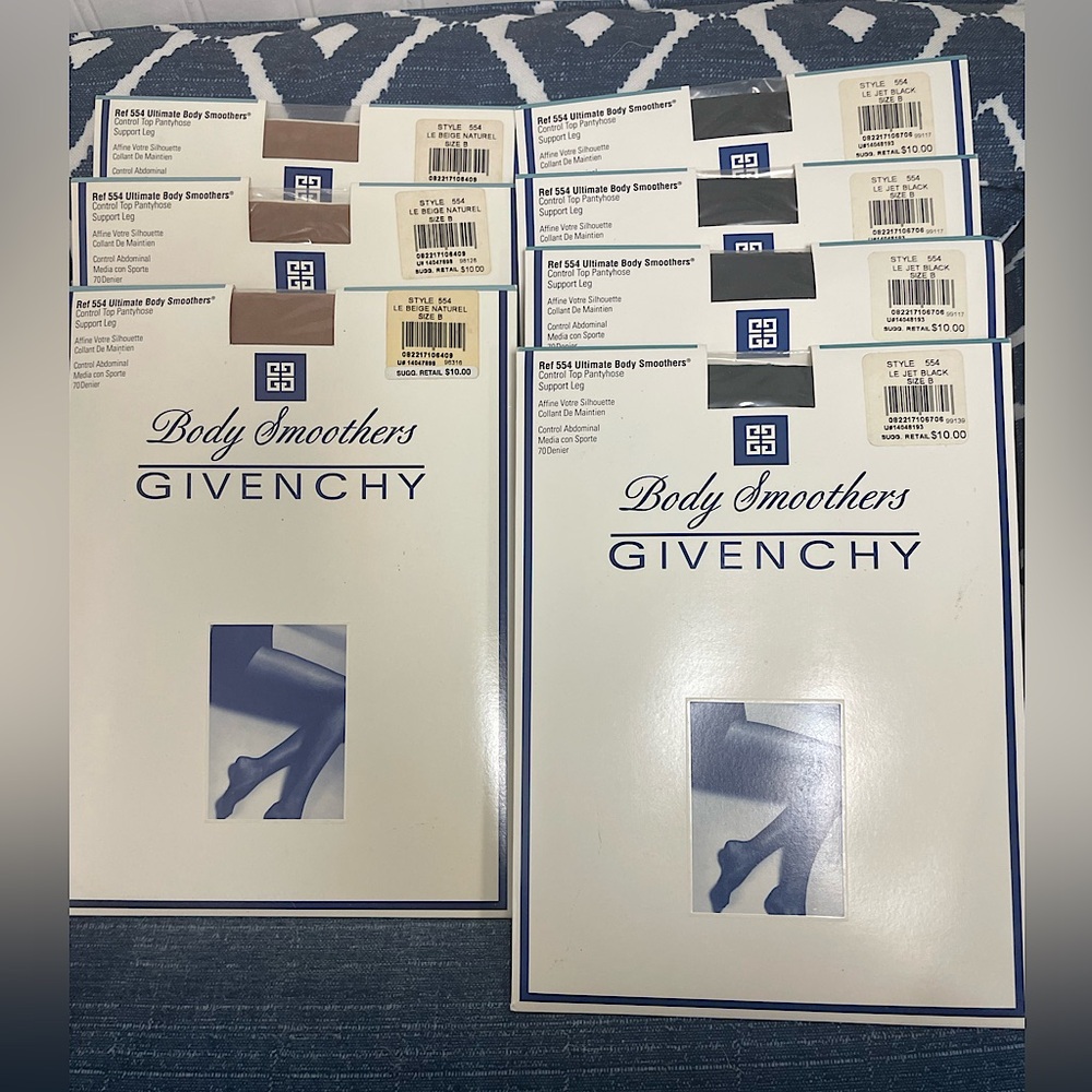 Lot of 7 vintage 1990’s Body Smoothers pantyhose by Givenchy.
